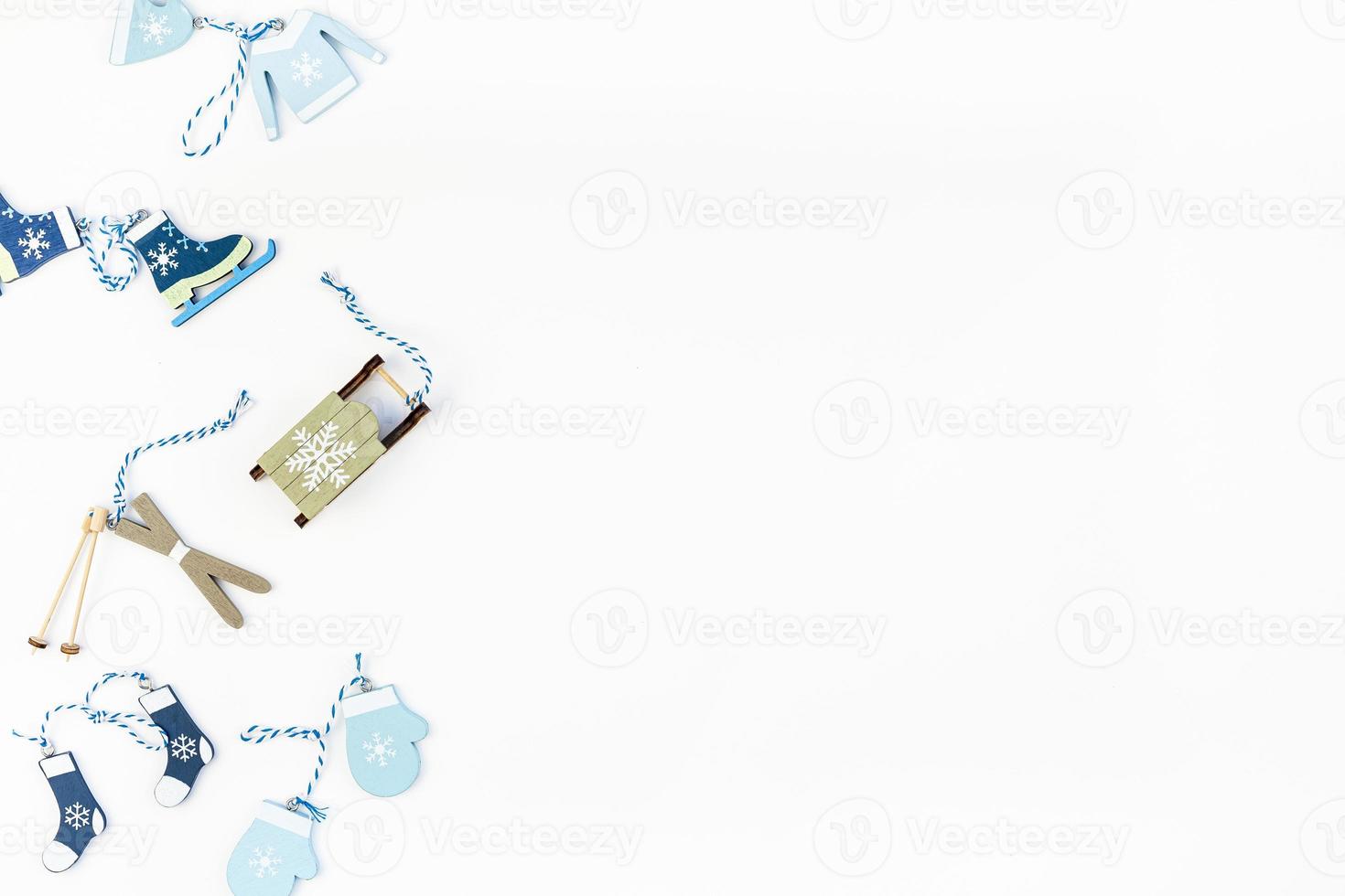 Christmas composition with decorative wooden toys photo