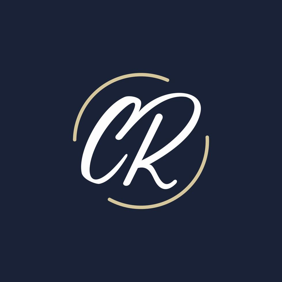 initial letter CR script logo vector