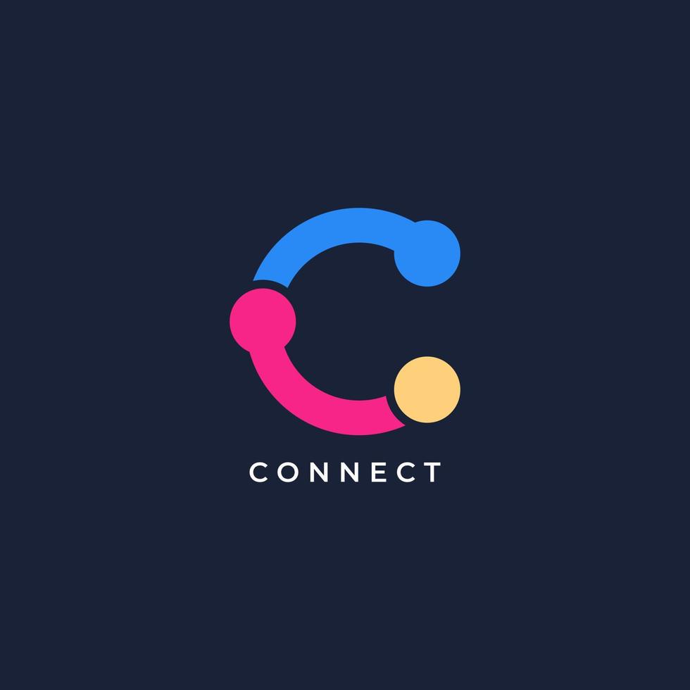 initial letter C connect logo vector