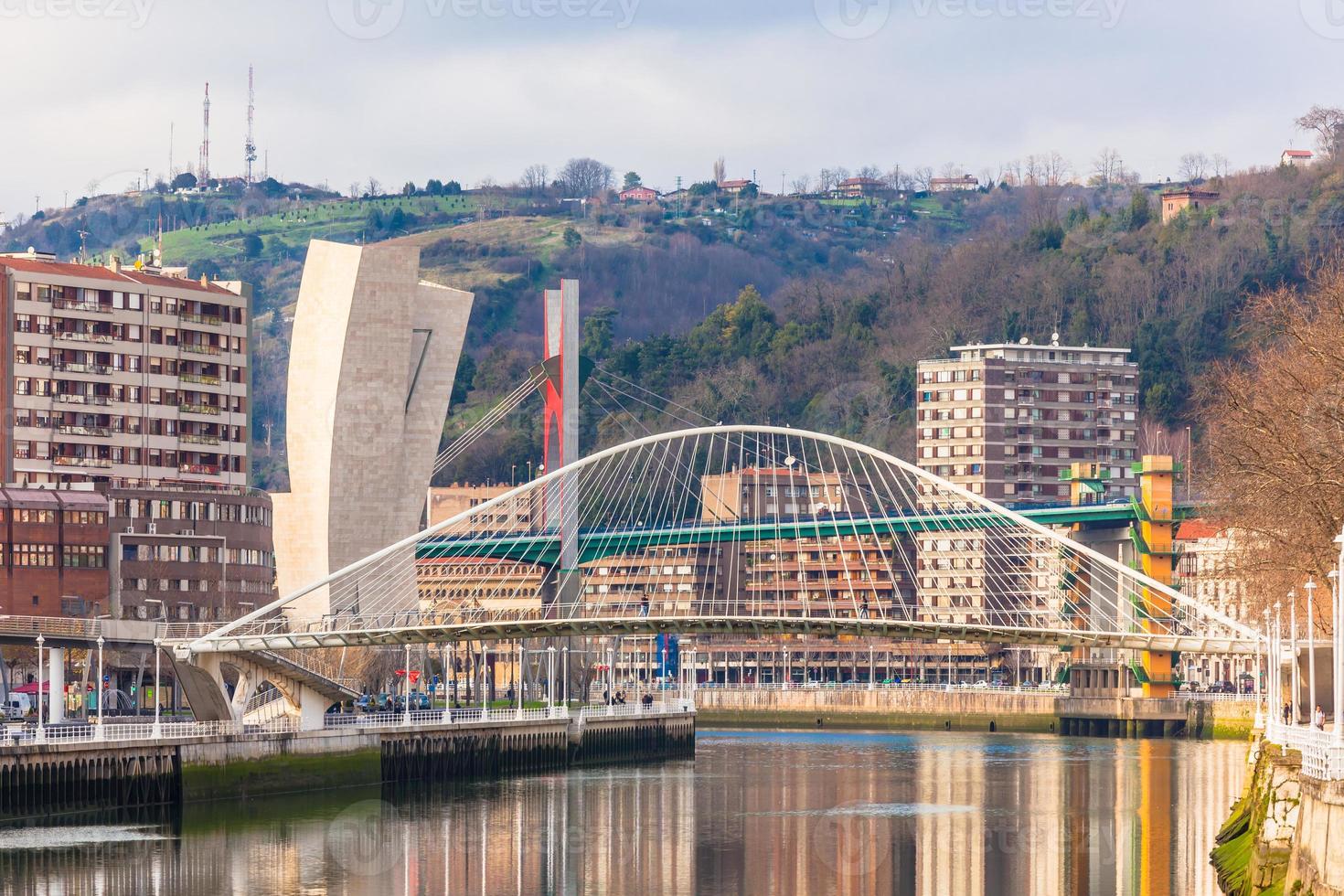 Zubizuri, the Campo Volantin Bridge, Bilbao, Spain photo