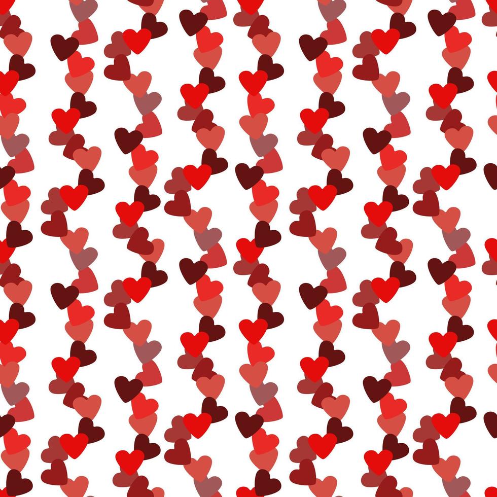 Valentine's Day Greeting card with a chain of transparent red hearts and striped background. PATTERN vector