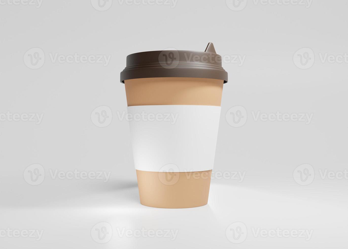 White paper coffee cup with light grey backdrop photo