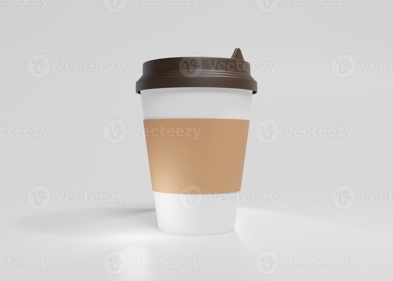 White paper coffee cup with light grey backdrop photo