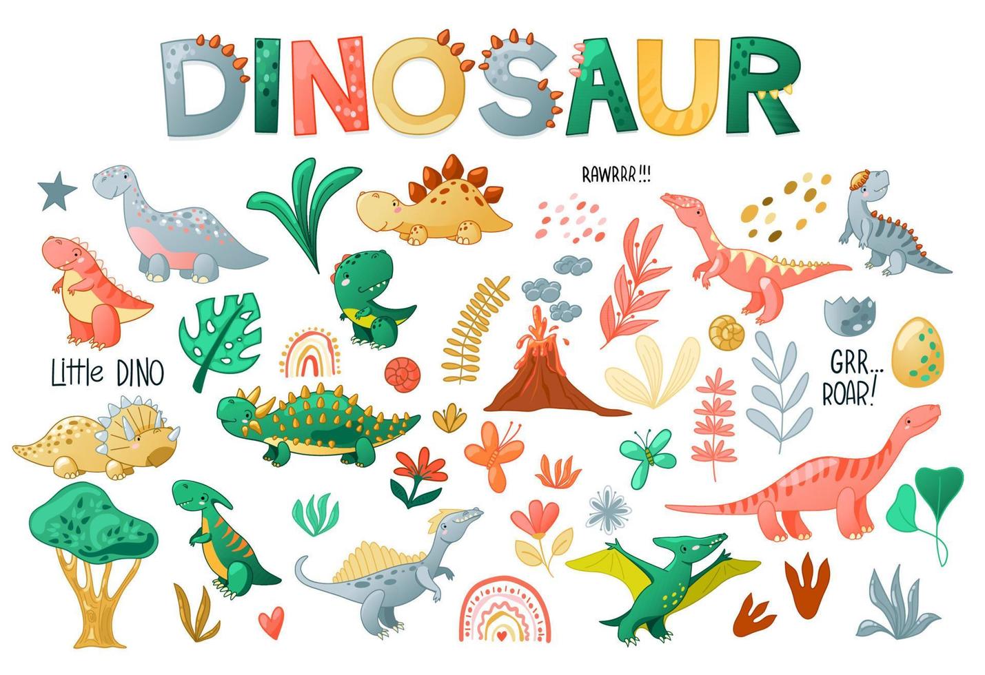 dinosaurio de dibujos animados lindo. vector