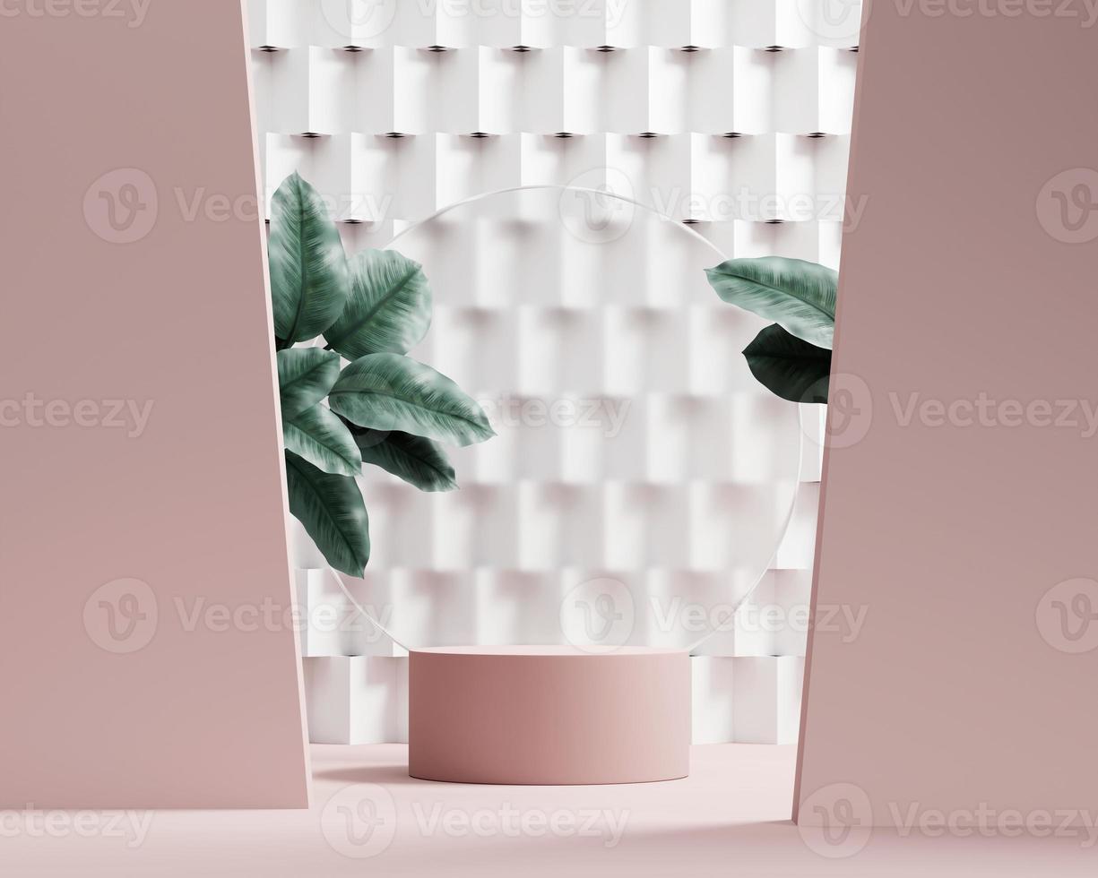 3D rendering platform podium with plant product presentation background photo