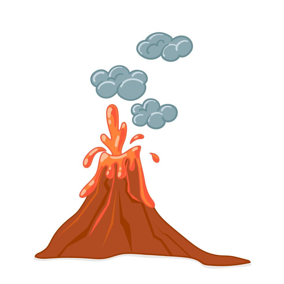 volcán de dibujos animados en erupción vector