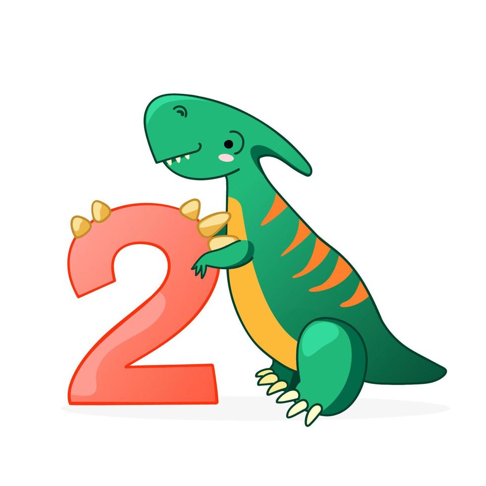 Cute dinosaur cartoon numbers. vector