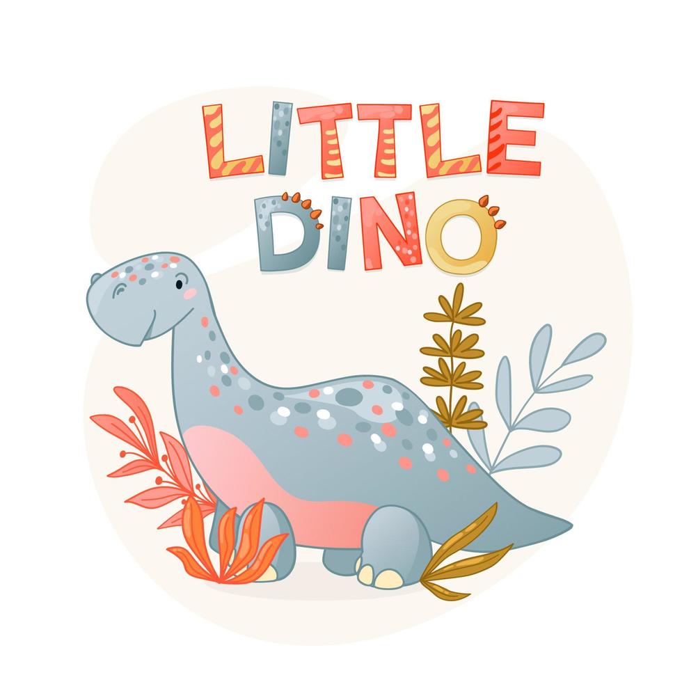 Cute dinosaur cartoon vector illustration.