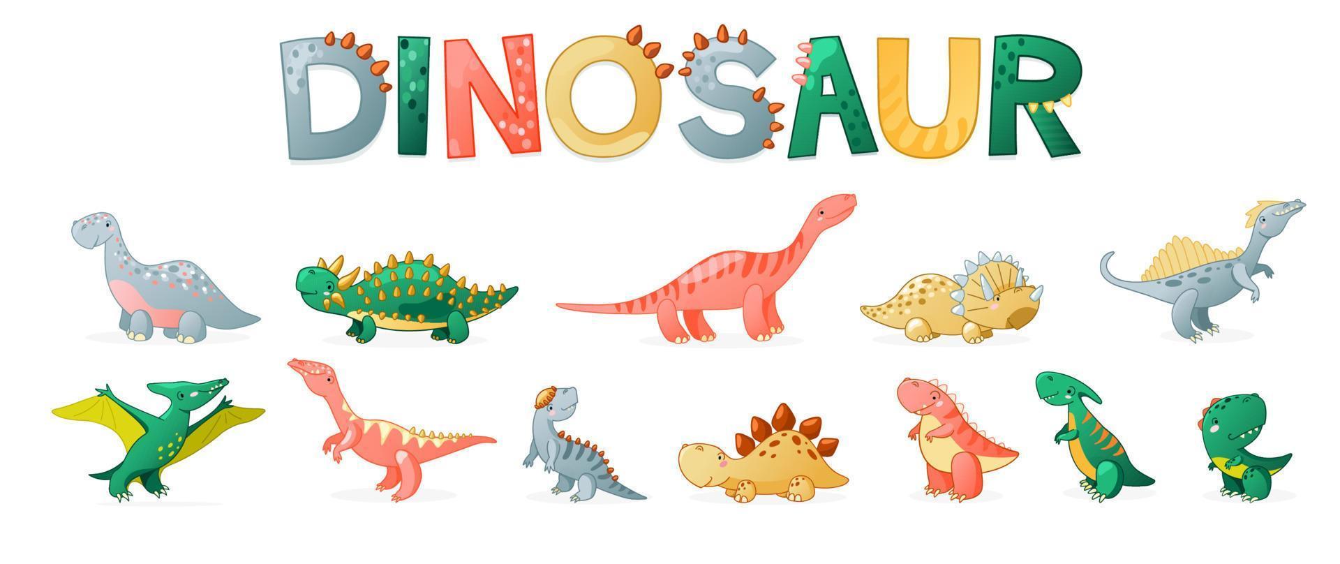 Cute cartoon dinosaur. vector