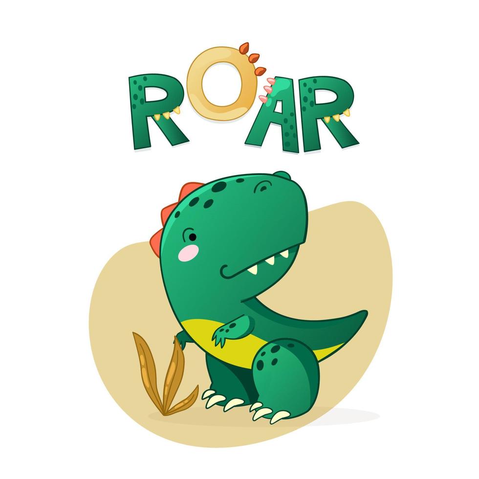 Cute dinosaur cartoon vector illustration.
