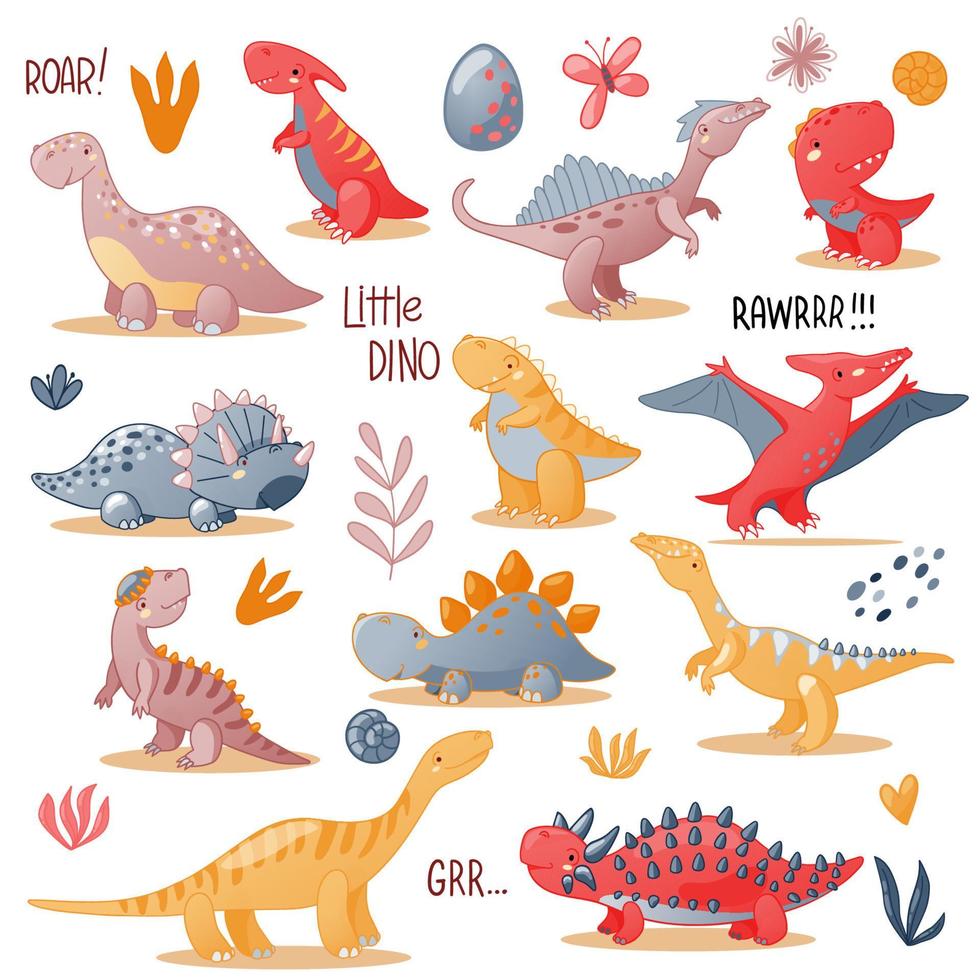 dinosaurio de dibujos animados lindo. vector