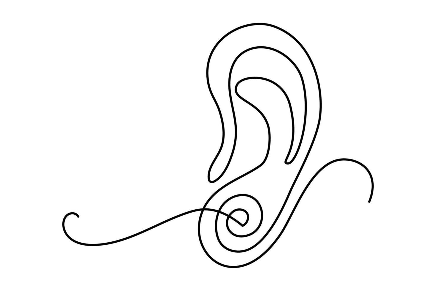 Human ear continuous one line drawing. vector