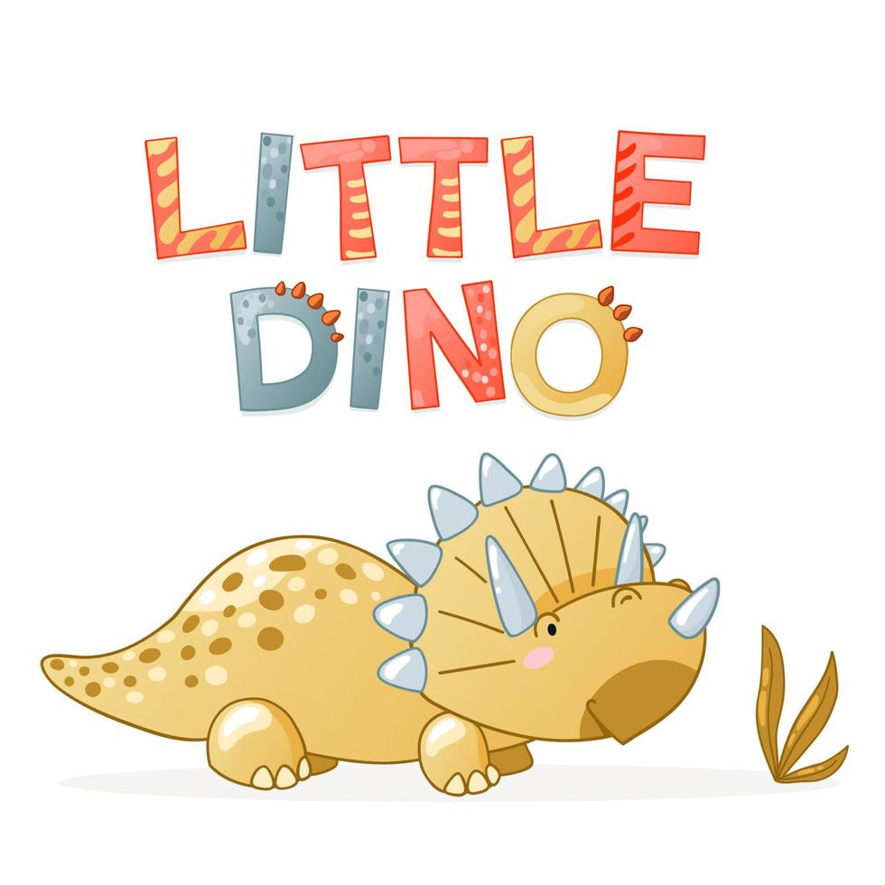 Cute dinosaur cartoon vector illustration.