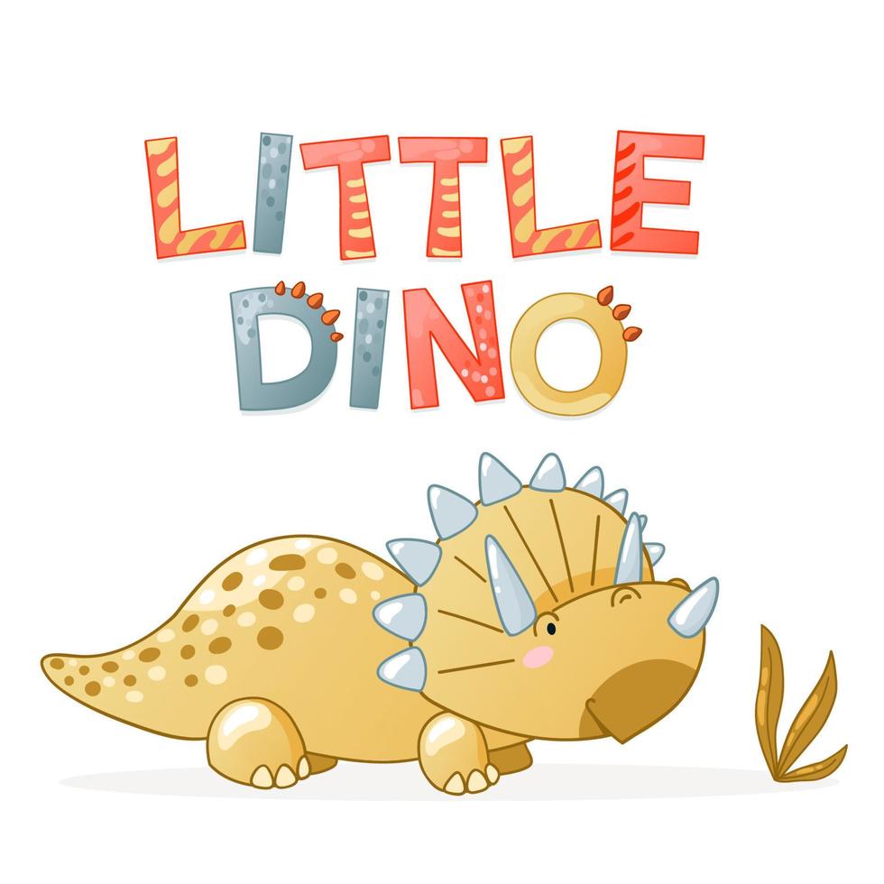 linda ilustración vectorial de dibujos animados de dinosaurios. vector