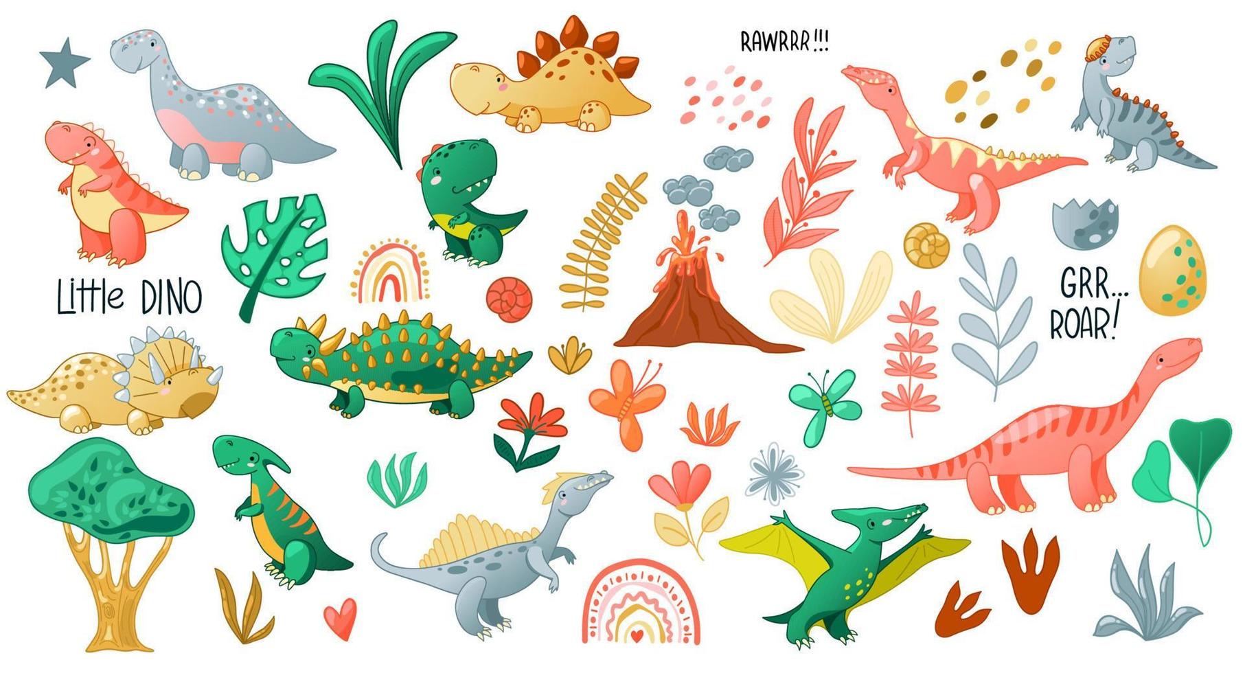 dinosaurio de dibujos animados lindo. vector