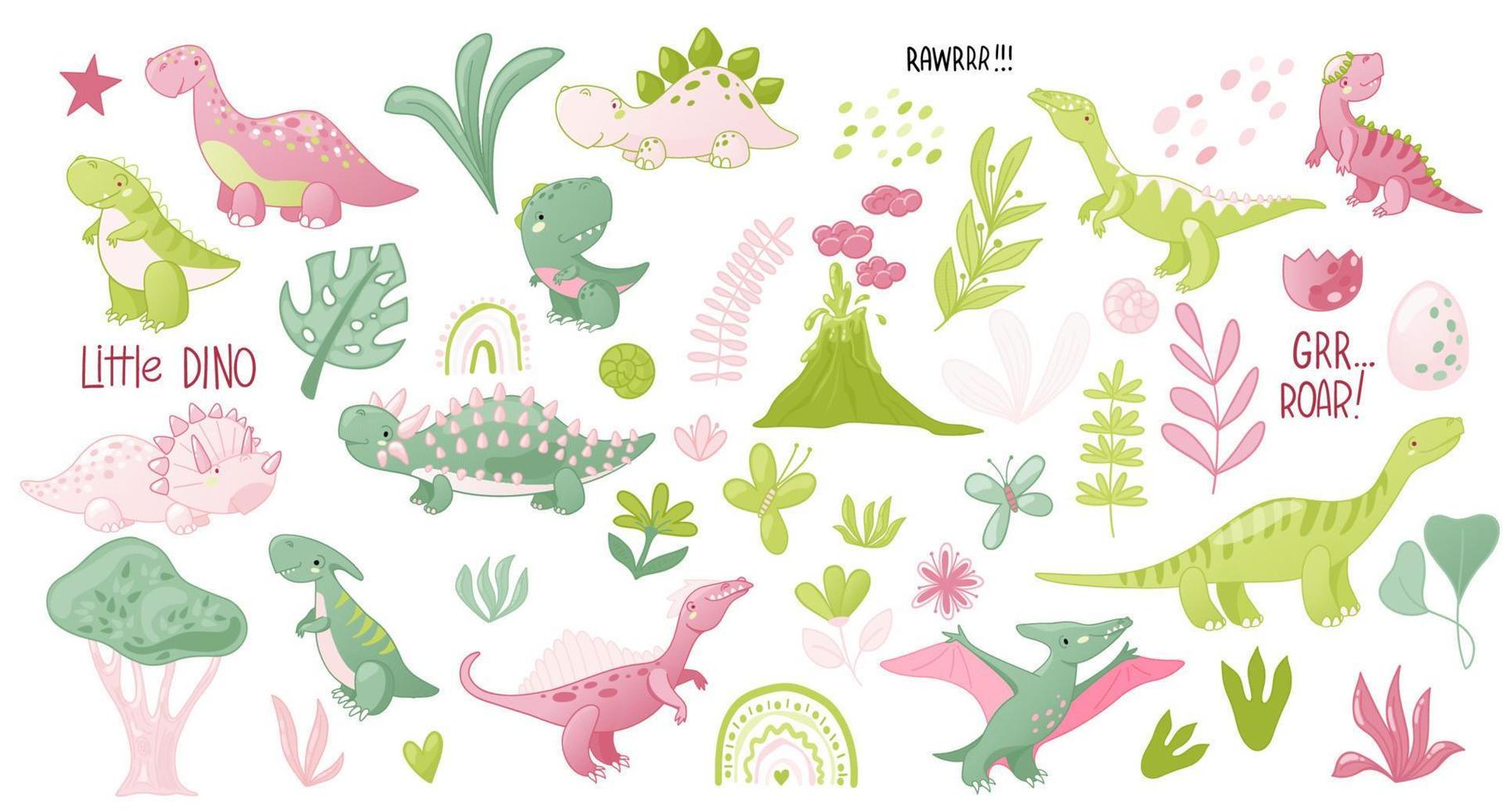 Cute cartoon dinosaur. vector