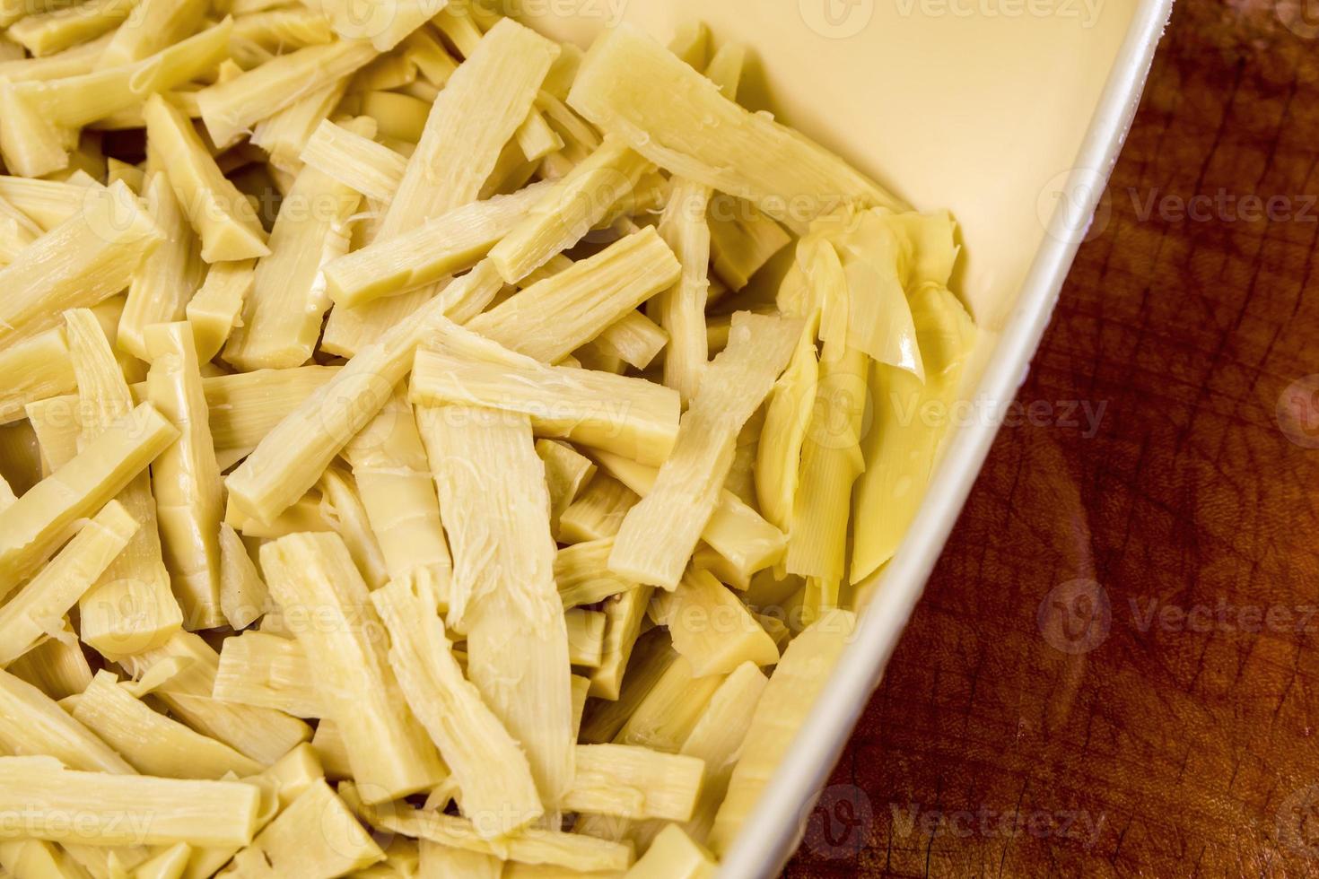Boiled bamboo shoots, sliced and teared photo