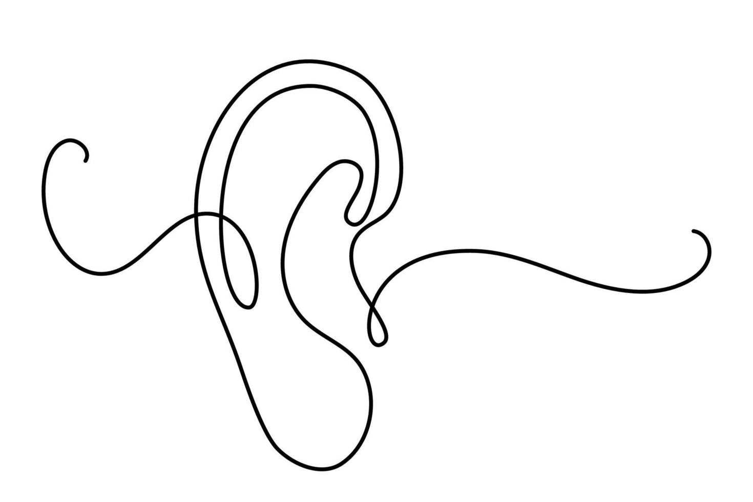dibujo continuo de una línea del oído humano. vector