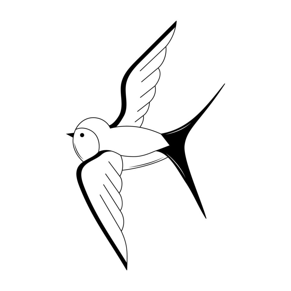 Martlet tattoo in y2k, 1990s, 2000s style. Emo goth element design. Old school tattoo. Vector illustration