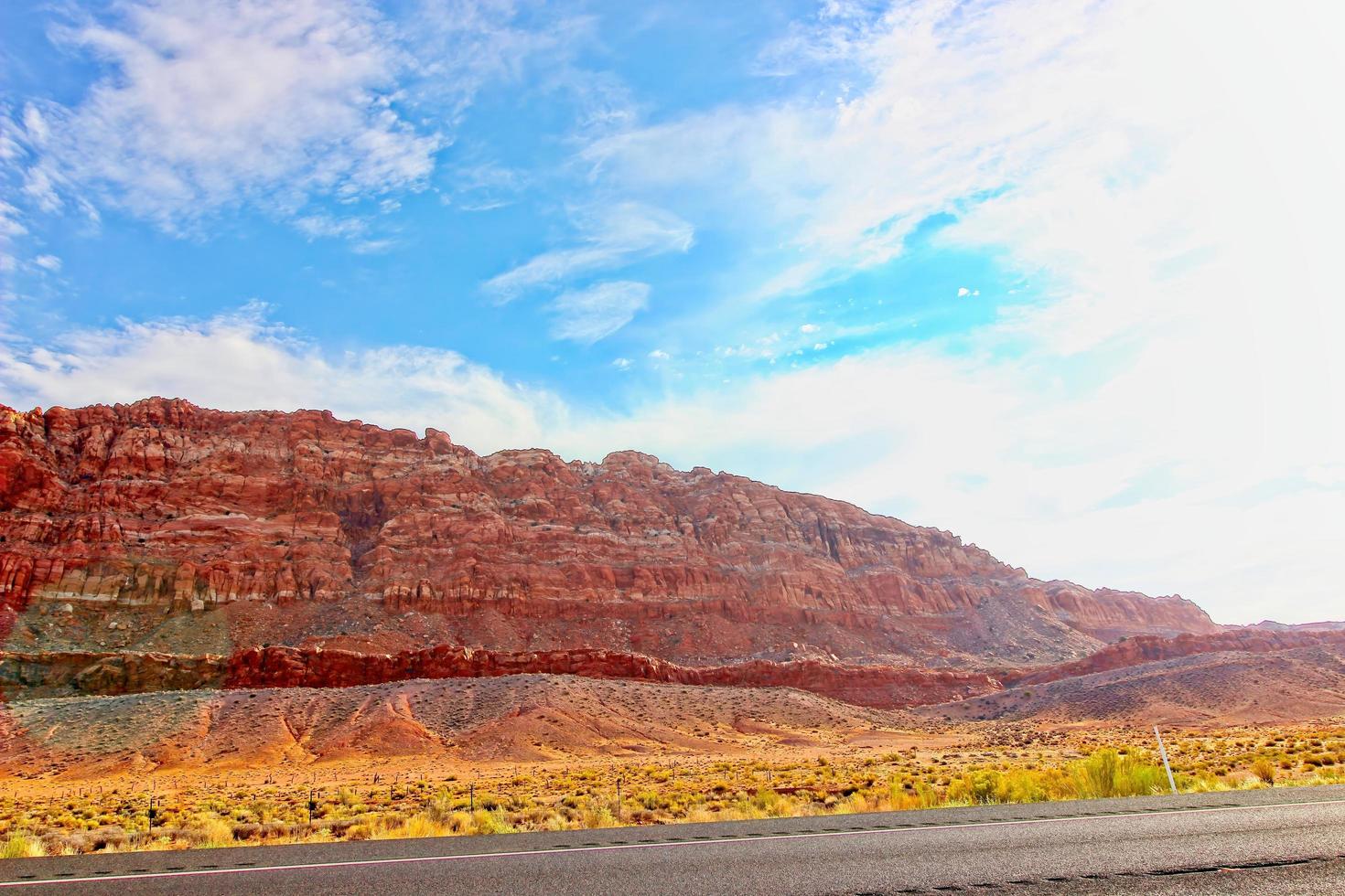 Colorful Mountain Showing Patterns Of Erosion In Arizone High Desert photo