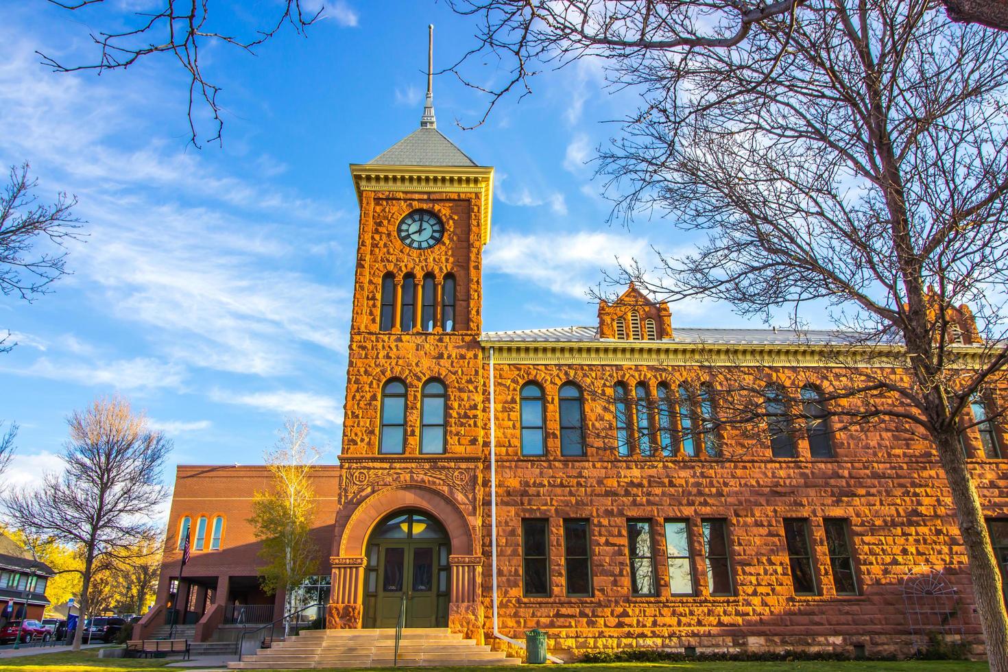 Old Historical Public Stone Building With Clock Tower photo