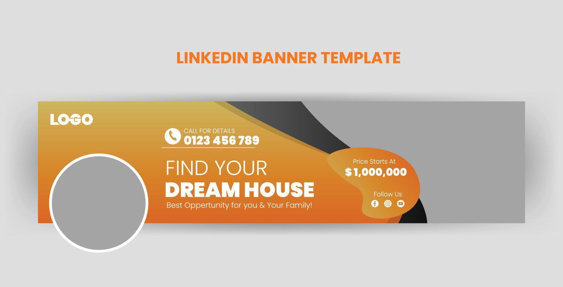 Real Estate Agency Linkedin Profile Banner Template vector