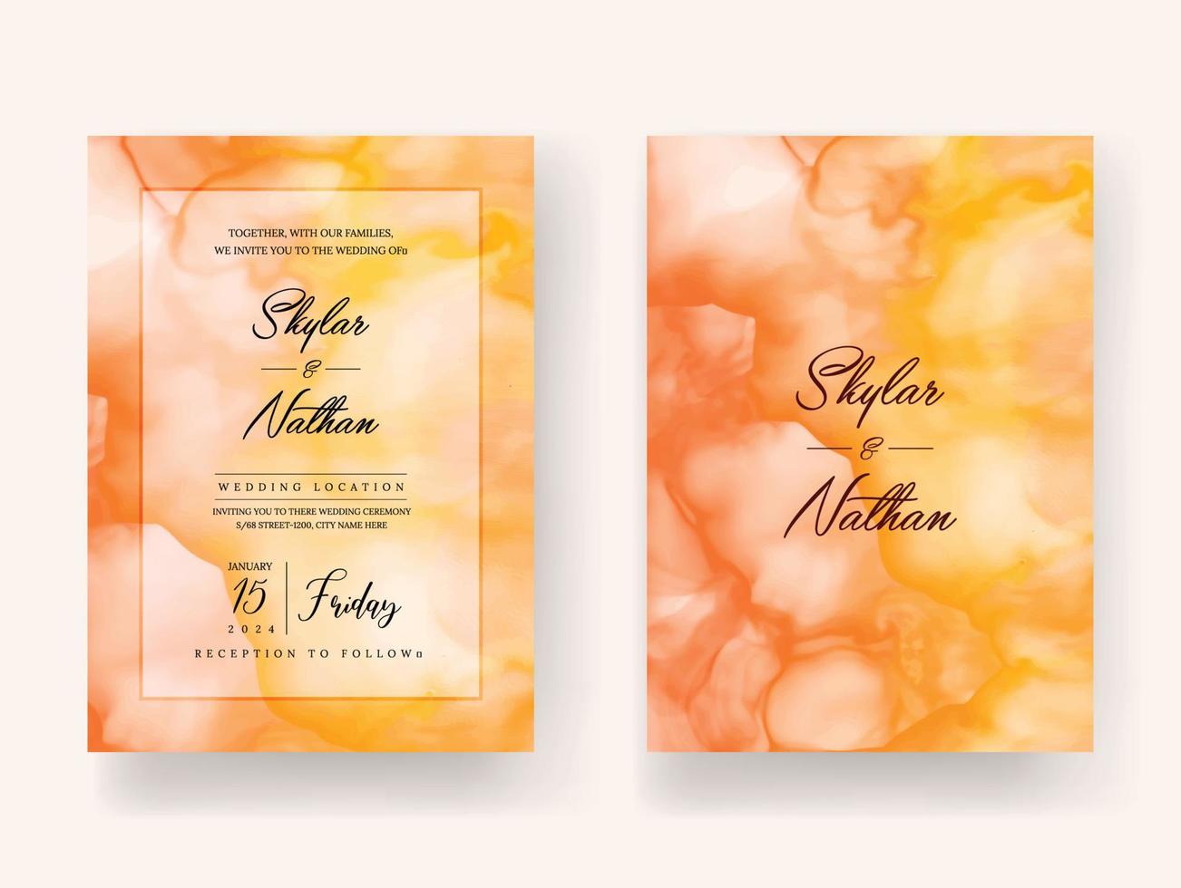 Yellow Marble Stone Wedding Invitation Template vector
