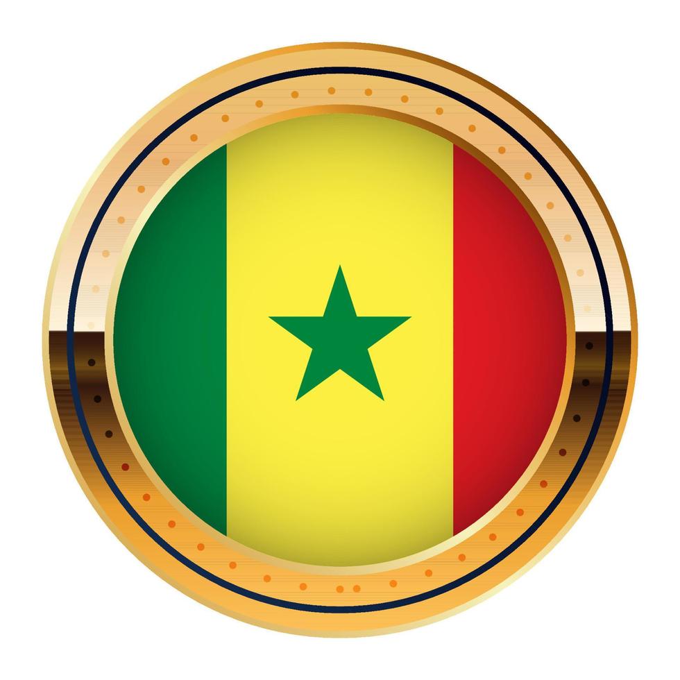 Senegal Flag Emblem, Gold Medal Model, World Cup Flag, Lower Third Icon vector