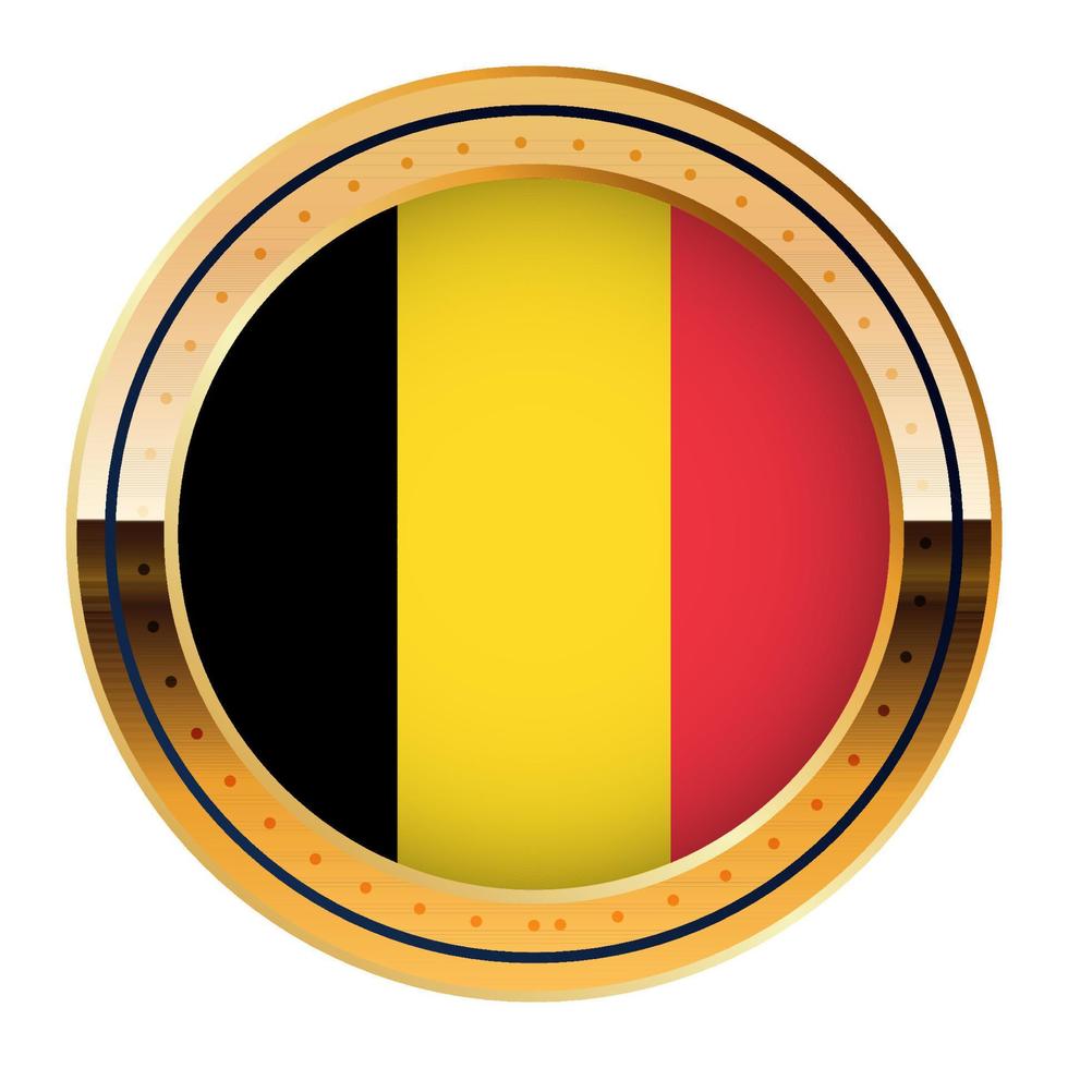 emblema de la bandera de Bélgica, modelo de medalla de oro, bandera de la copa mundial, tercer icono inferior vector