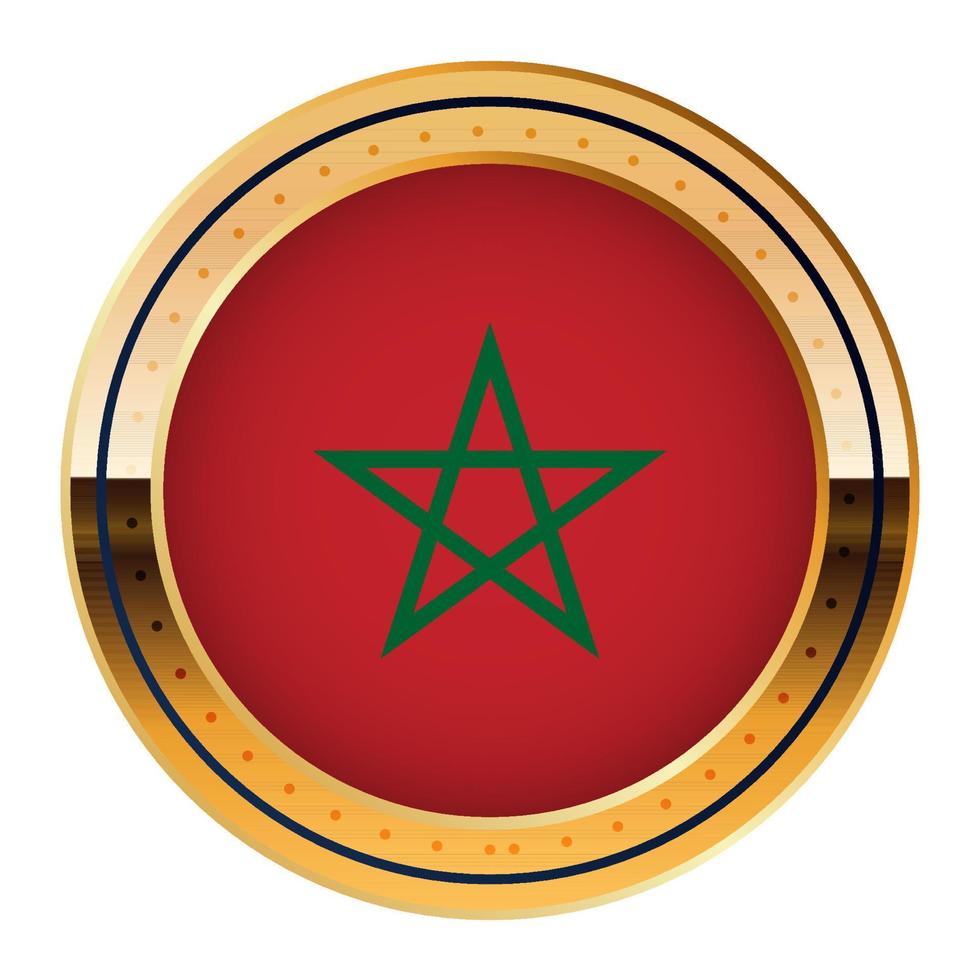 emblema de la bandera de marruecos, modelo de medalla de oro, bandera de la copa mundial, tercer icono inferior vector