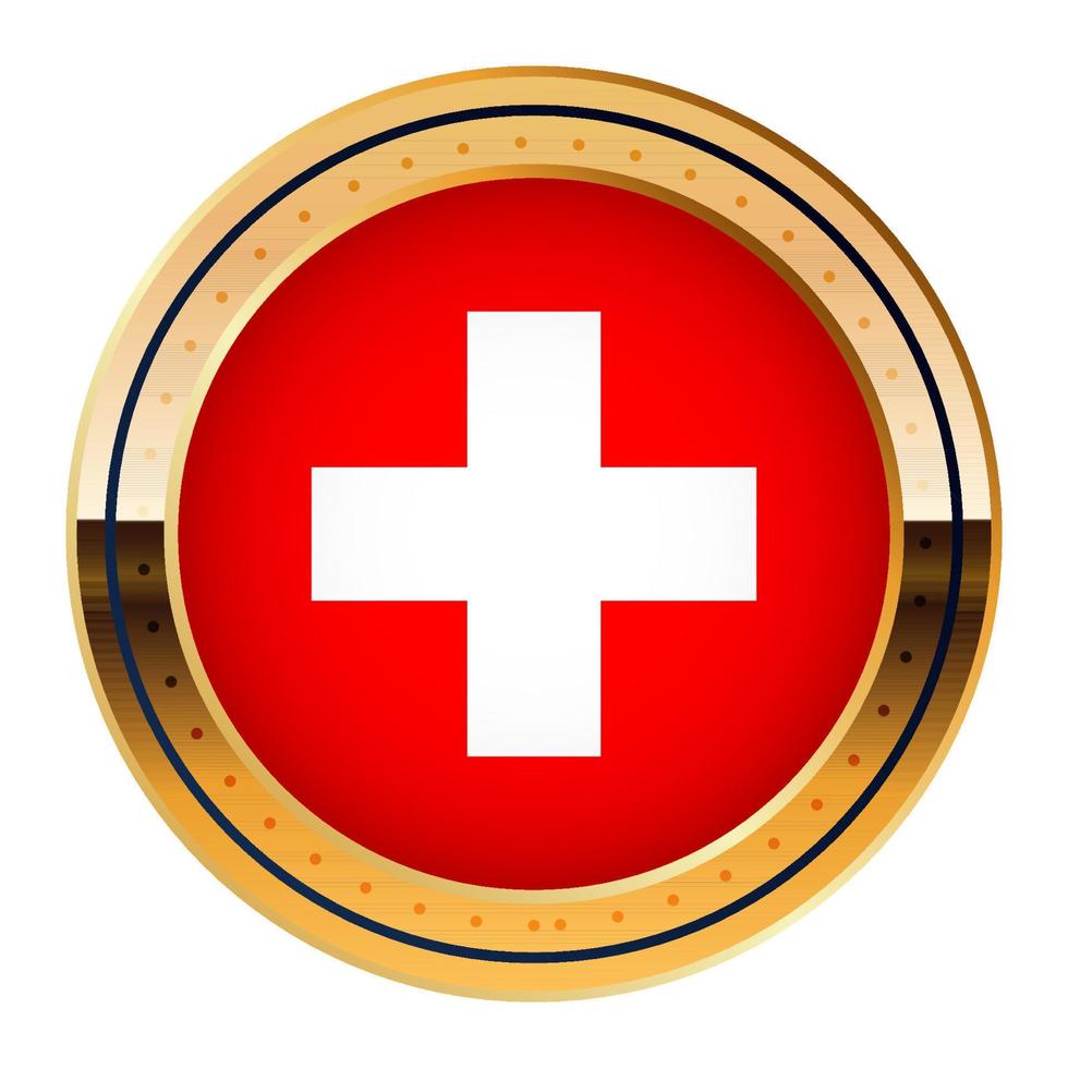 Swiss Flag Emblem, Gold Medal Model, World Cup Flag, Lower Third Icon vector