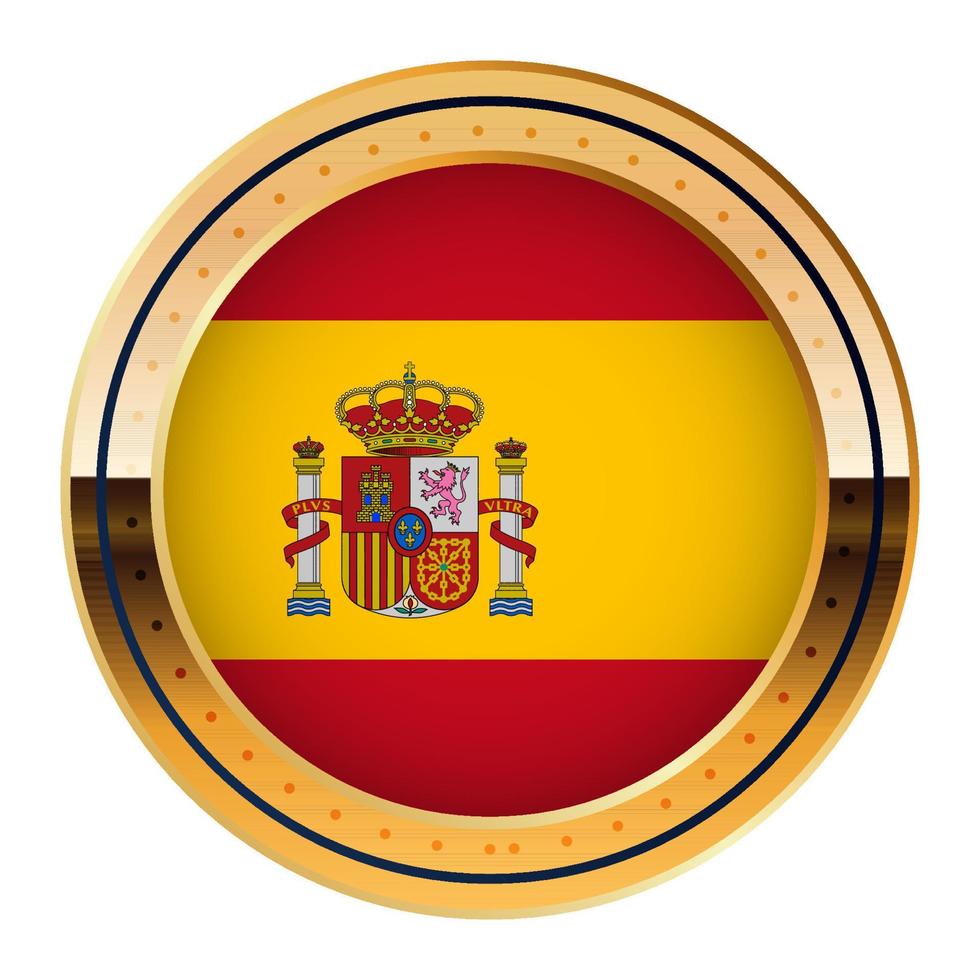 Spain Flag Emblem, Gold Medal Model, World Cup Flag, Lower Third Icon vector