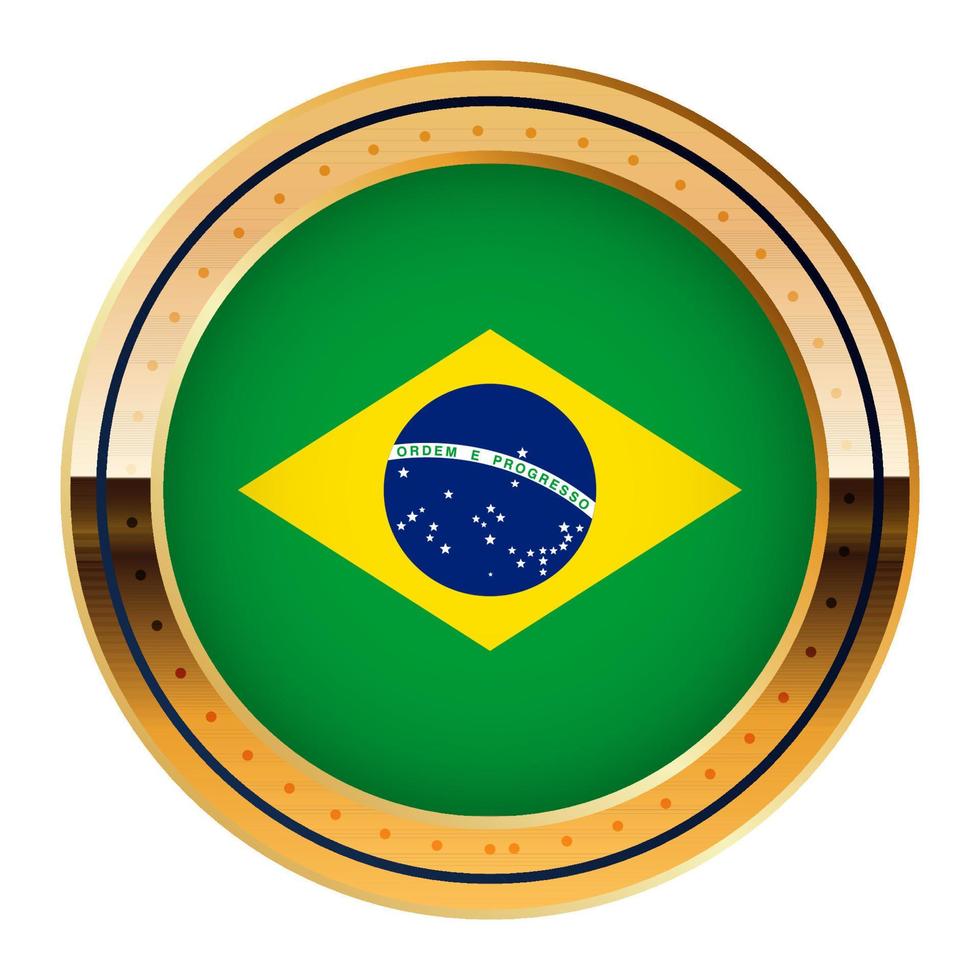 Brazil Flag Emblem, Gold Medal Model, World Cup Flag, Lower Third Icon vector