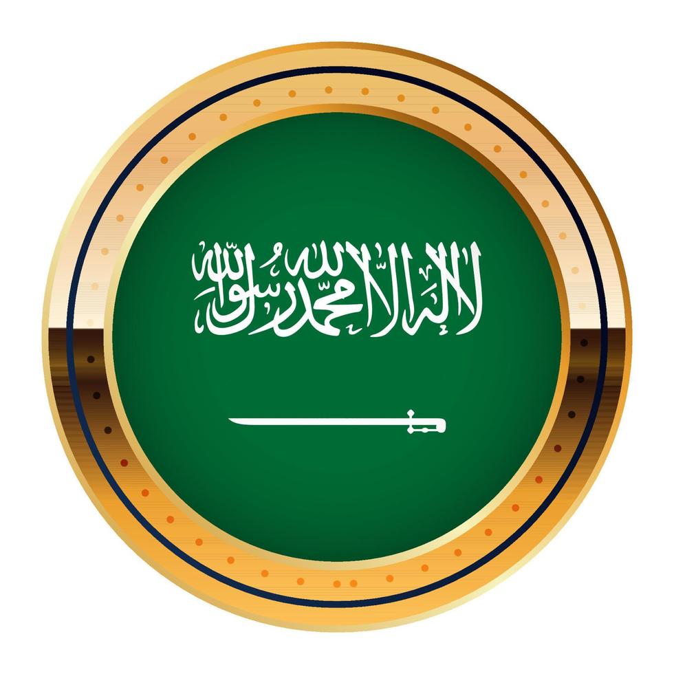 emblema de la bandera de arabia saudita, modelo de medalla de oro, bandera de la copa mundial, tercer icono inferior vector