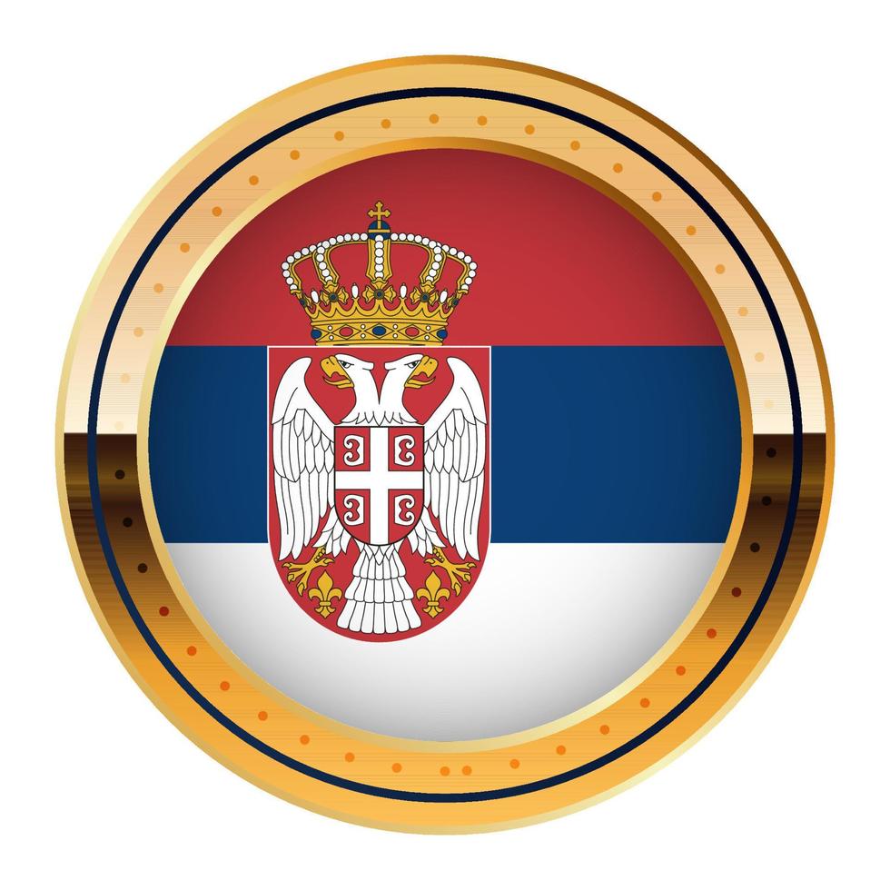 emblema de la bandera serbia, modelo de medalla de oro, bandera de la copa mundial, tercer icono inferior vector