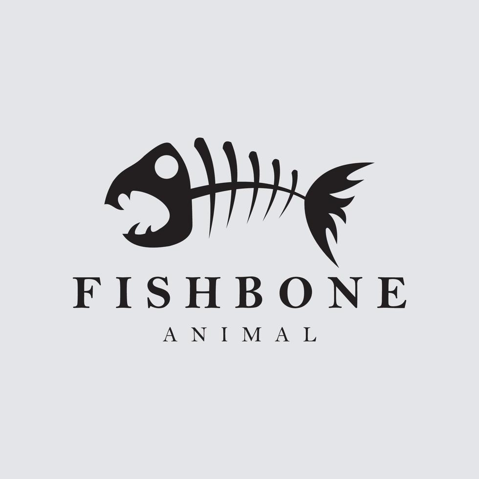 Fishbone animal logo design vector