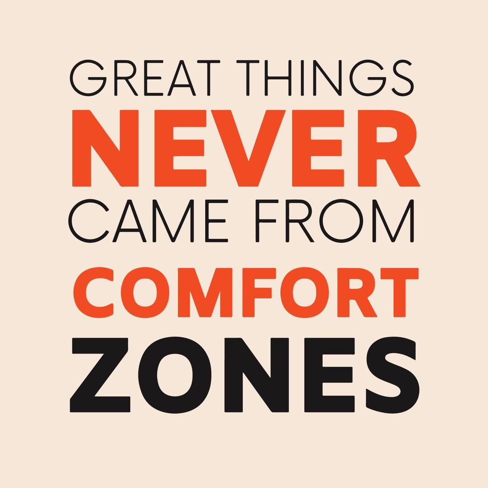 Inspirational quote - Great things never came from comfort zones vector