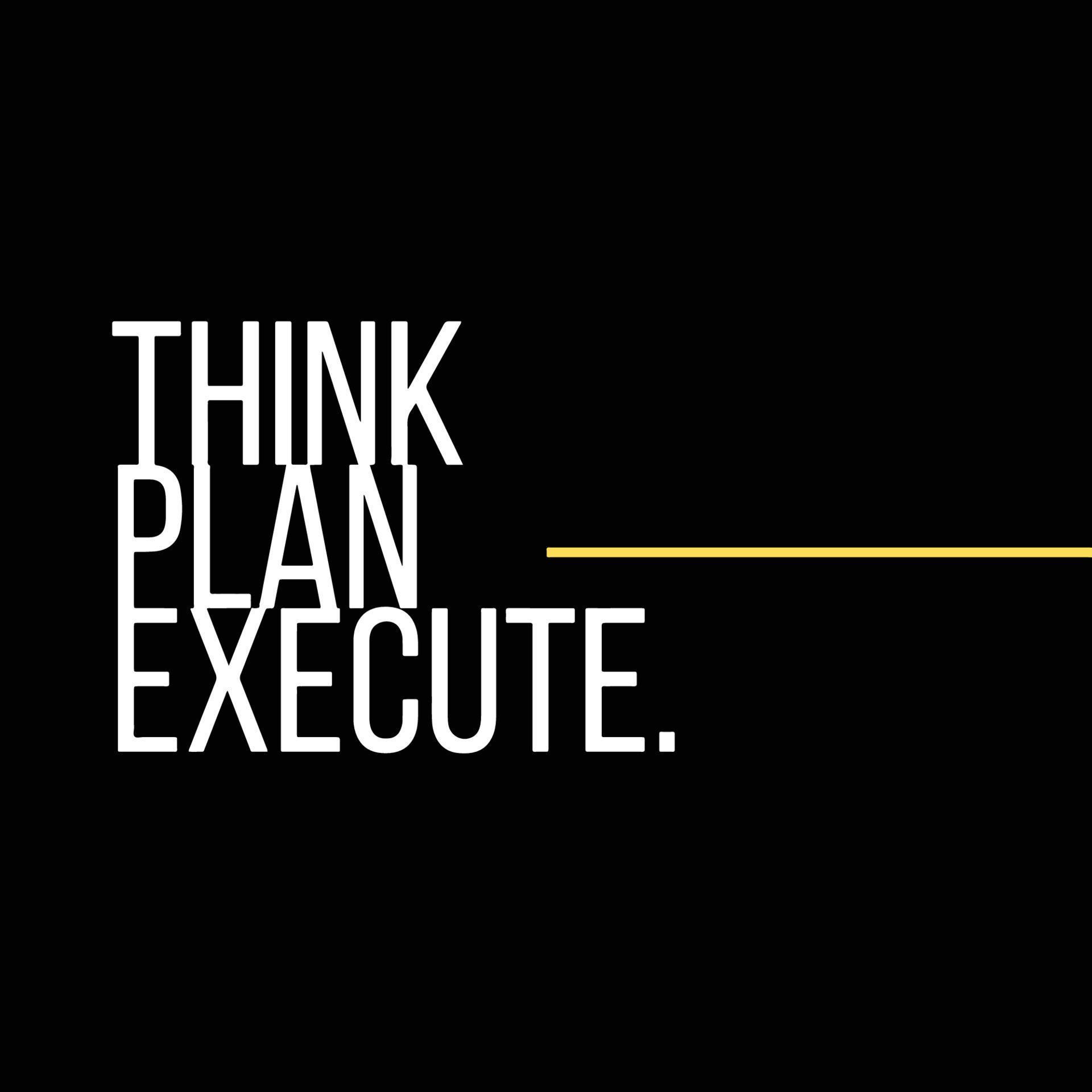 Inspirational quote on black background think plan execute 13943208