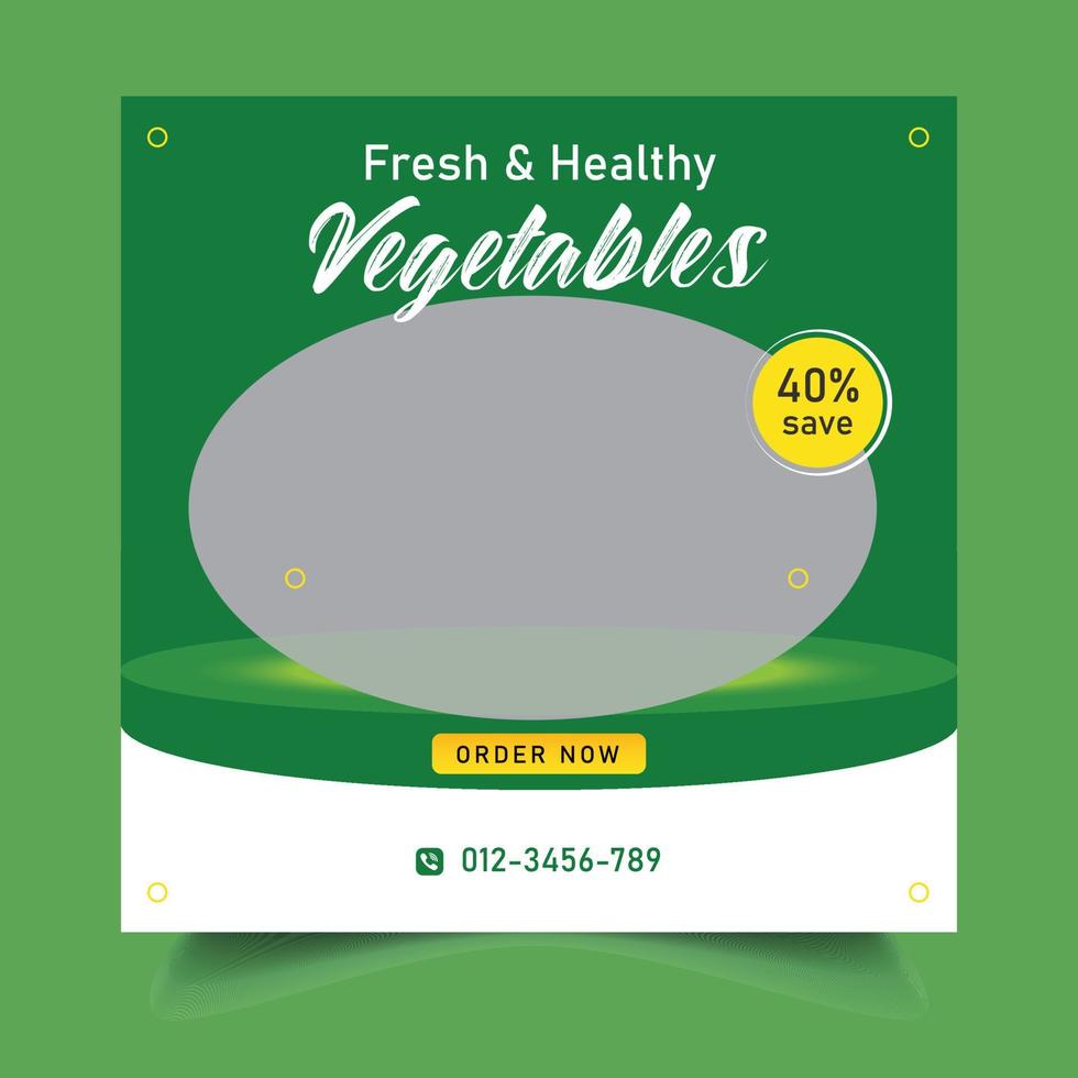 fresh healthy vegetables social media post template vector