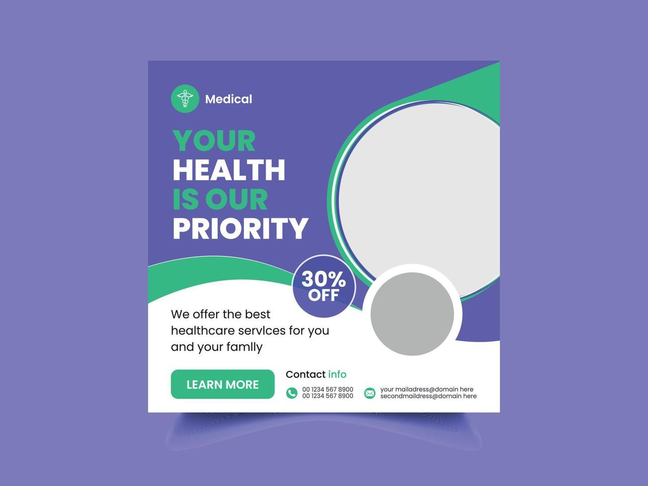 medical social media post design template vector