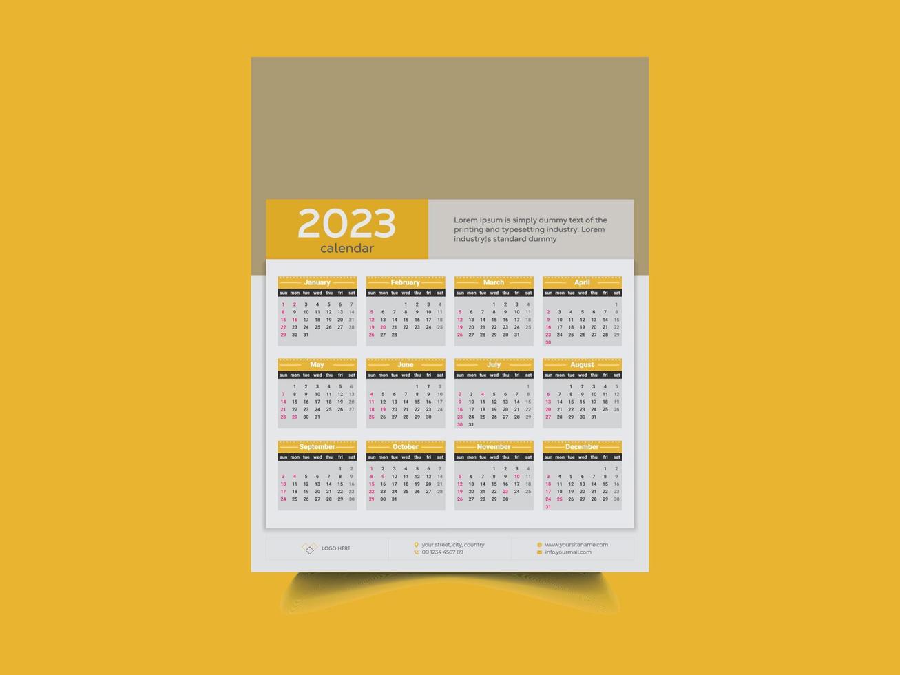 plantilla de diseño de calendario de año nuevo vector