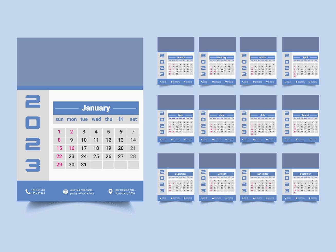 plantilla de diseño de calendario de año nuevo vector