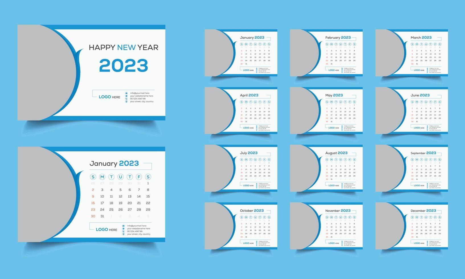 plantilla de diseño de calendario de escritorio vector