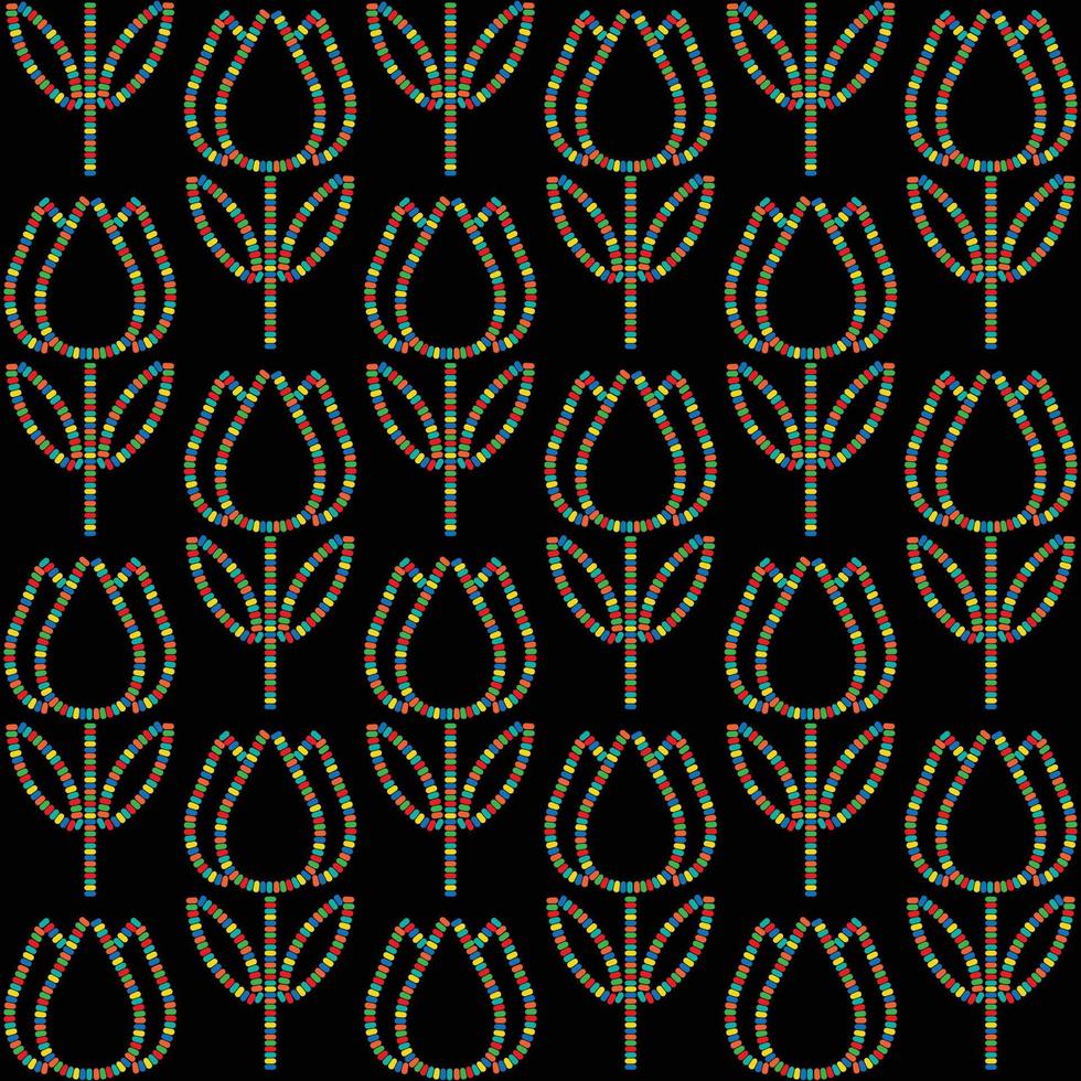 beaded tulip vector pattern on black background 13943315 Vector Art at