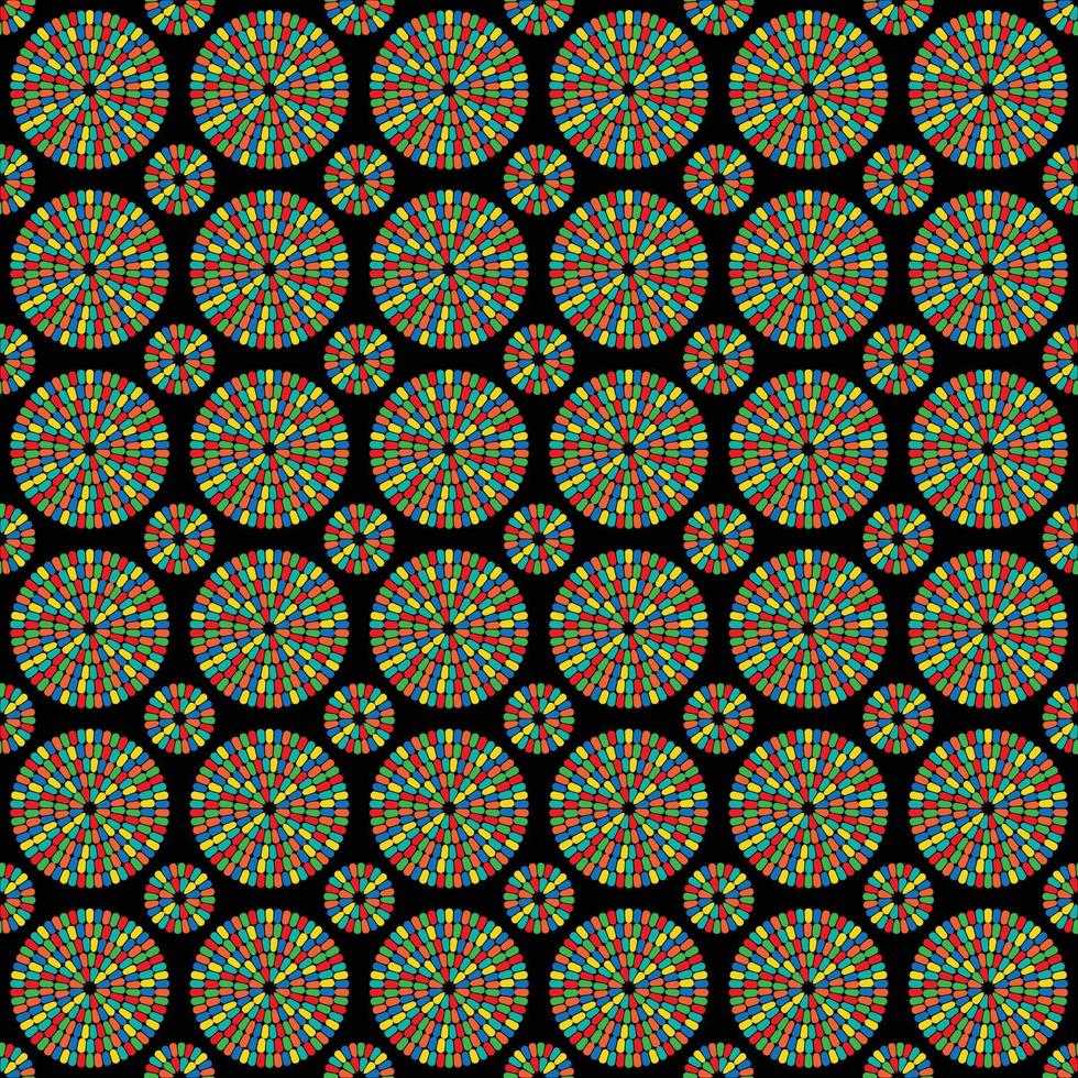 beaded abstract circles vector pattern on black background