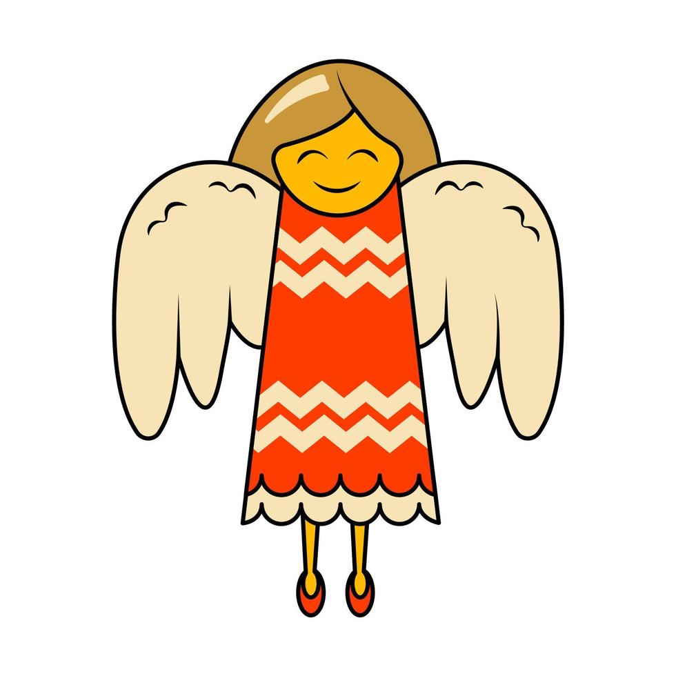 Cute Christmas Angel in Red Dress with Ornament vector