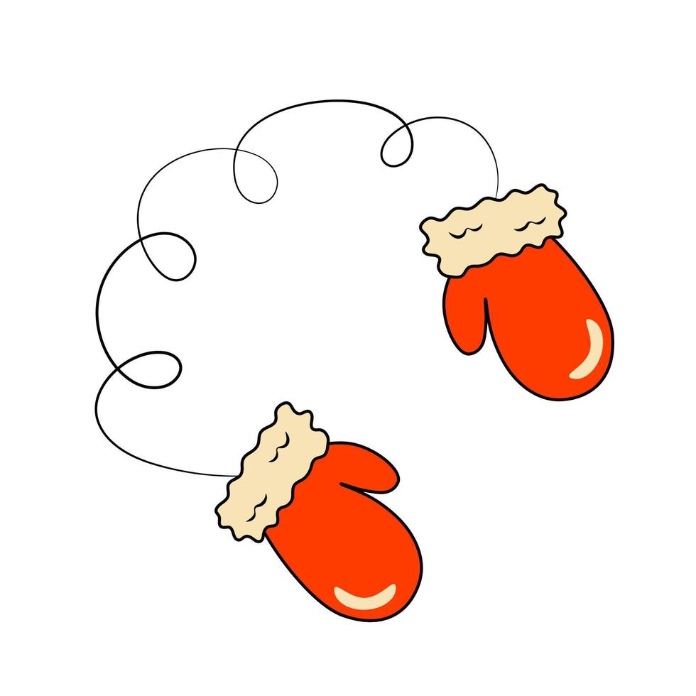 Red Santa Claus Mittens Decorative Element in Retro Style vector