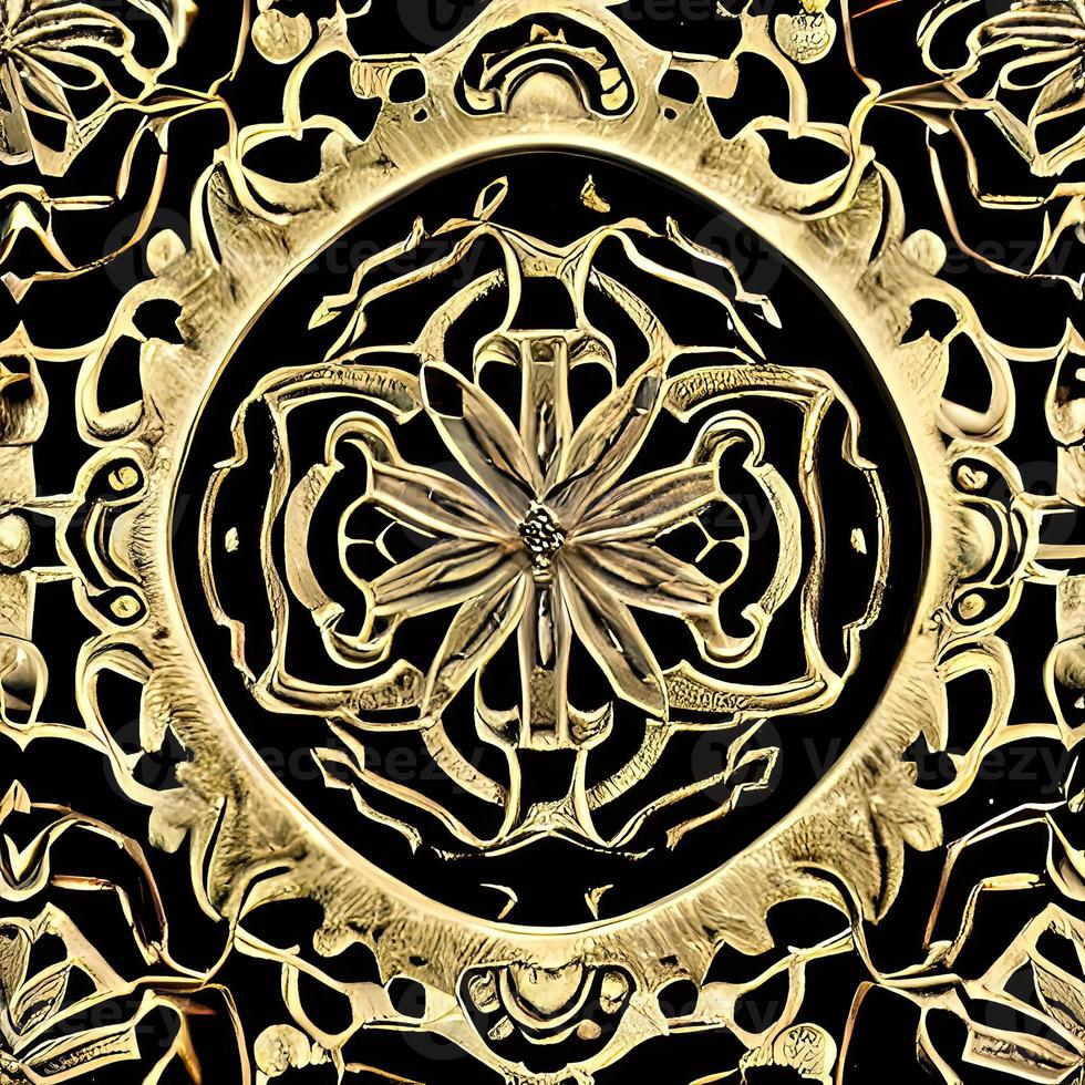 3D beautiful scroll and filigree pattern render photo