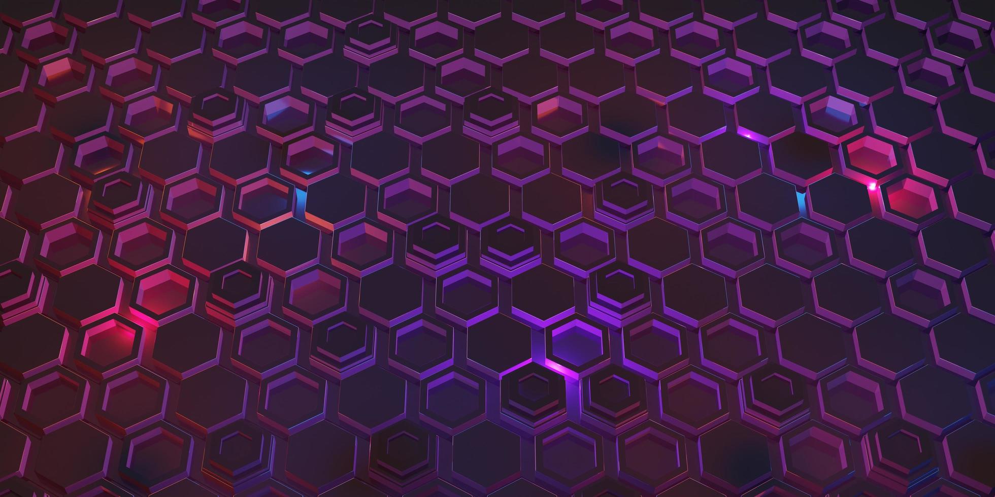 hexagonal background light and neon color technology modern abstract background 3D illustration photo