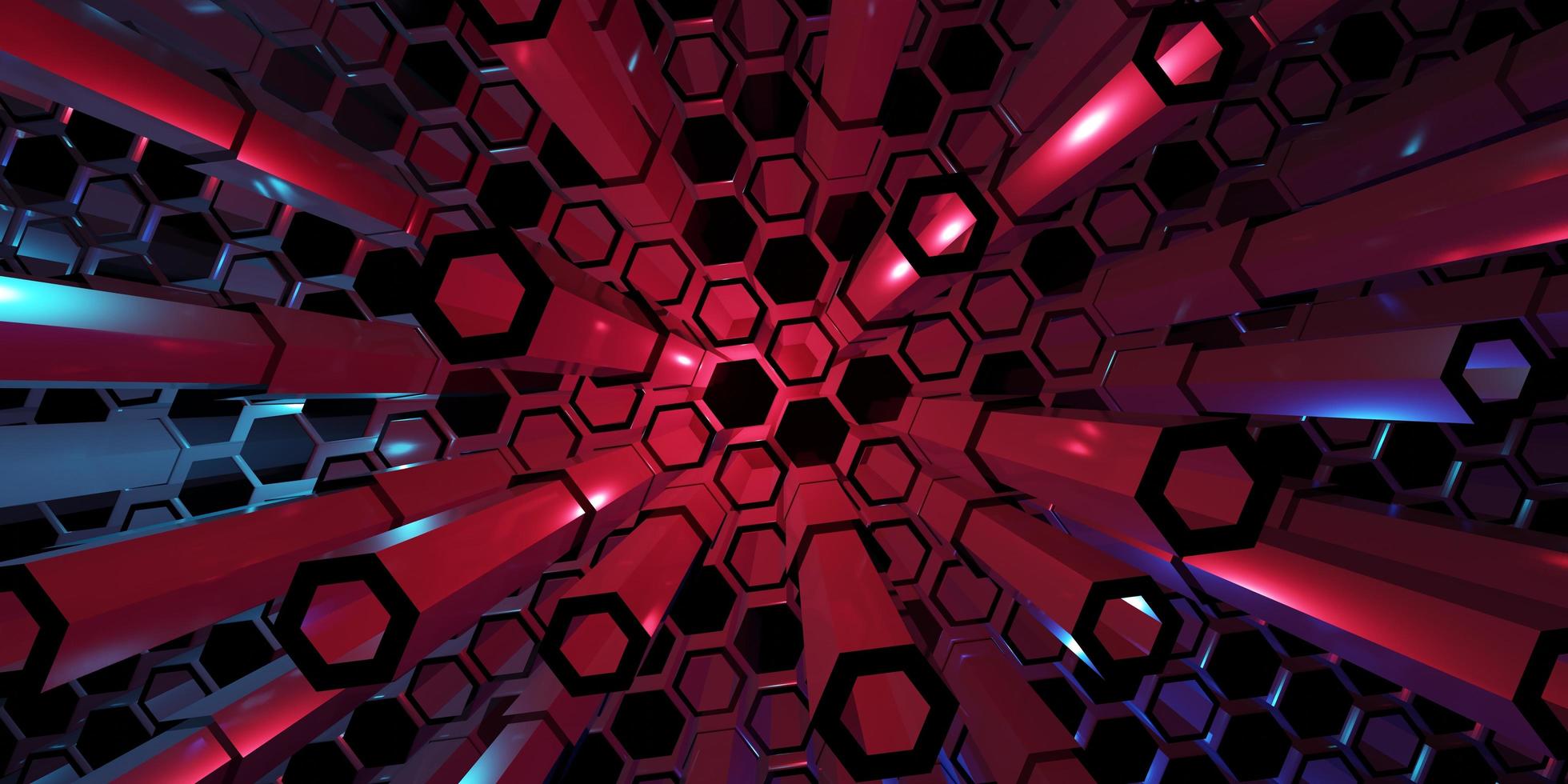 hexagonal background light and neon color technology modern abstract background 3D illustration photo